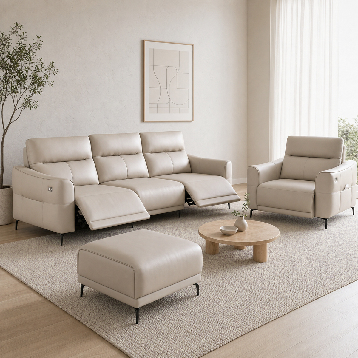Reef Recliner complete configuration in an editorial living room