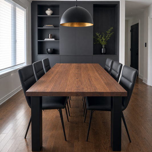Rex - Wooden Top Dining Table, clearly different end-on dining-room view