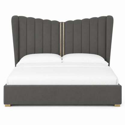 Rey - Bed Grey plain white background view