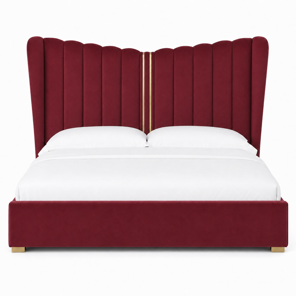 Rey - Bed Red plain white background view