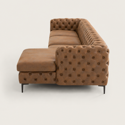 Rhea - L shape sectional sofa, chaise-end profile studio view