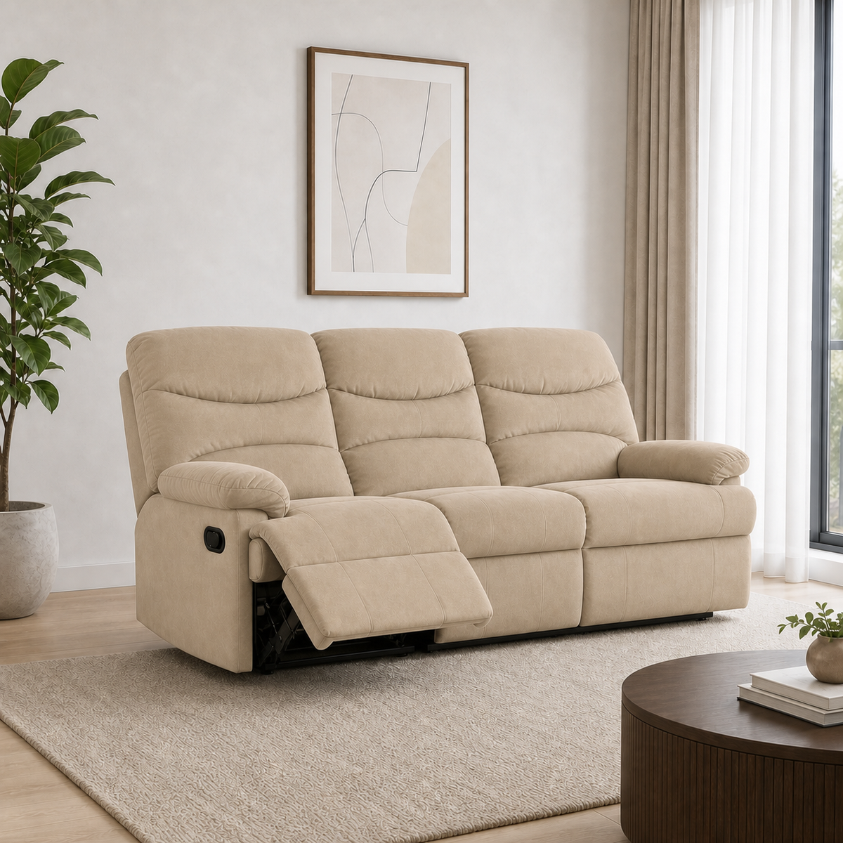 Rhythm Recliner 3 seater beige 01 main