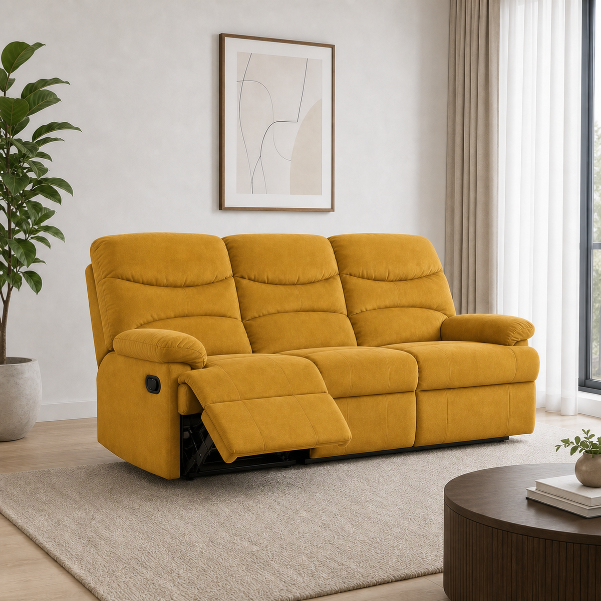 Rhythm Recliner 3 seater yellow 01 main