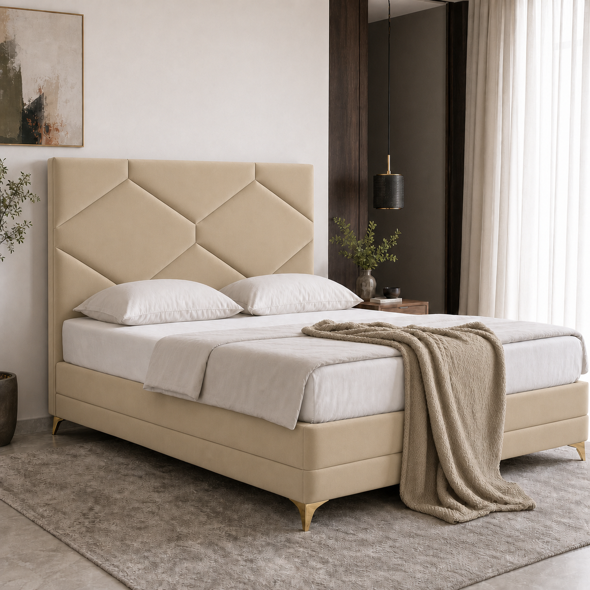 Rilo - Bed Beige lifestyle view