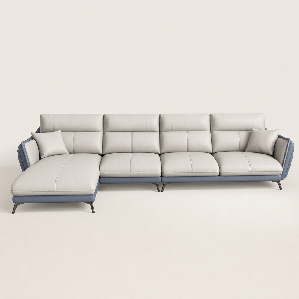 Rio - L shape sectional sofa, front studio view on neutral background