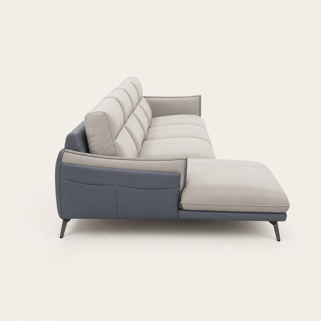 Rio - L shape sectional sofa, chaise-end profile studio view