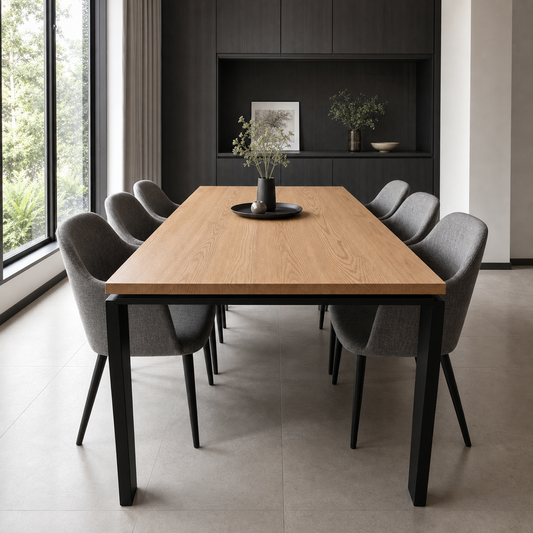 Rune - Wooden Top Dining Table, clearly different end-on dining-room view