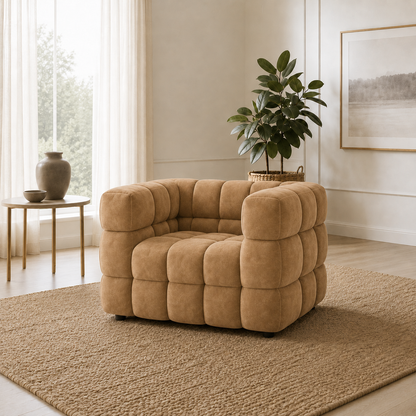 Rust 3+2+1 Sofa Set, 1 seater, beige, room view