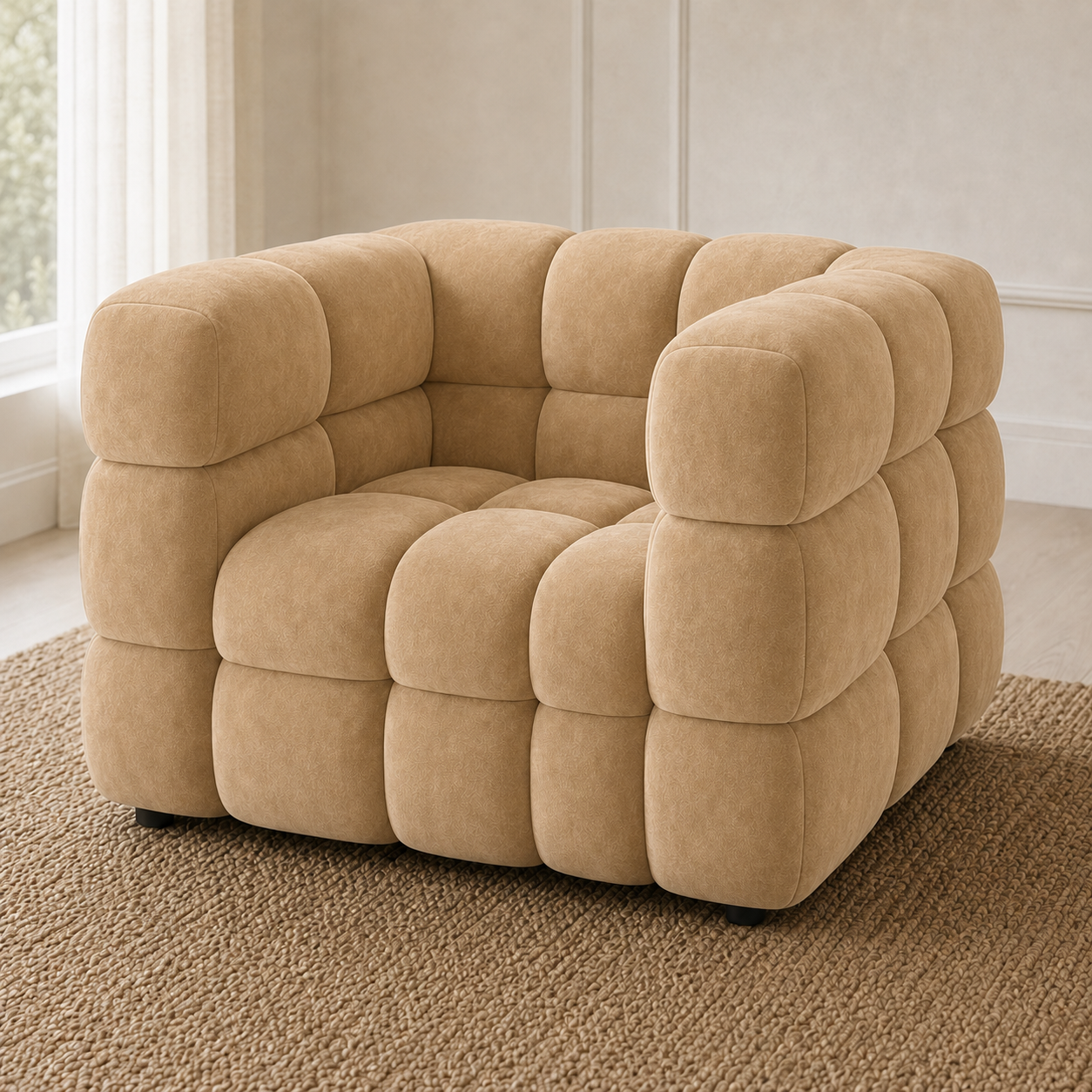 Rust 3+2+1 Sofa Set, 1 seater, beige, detail view