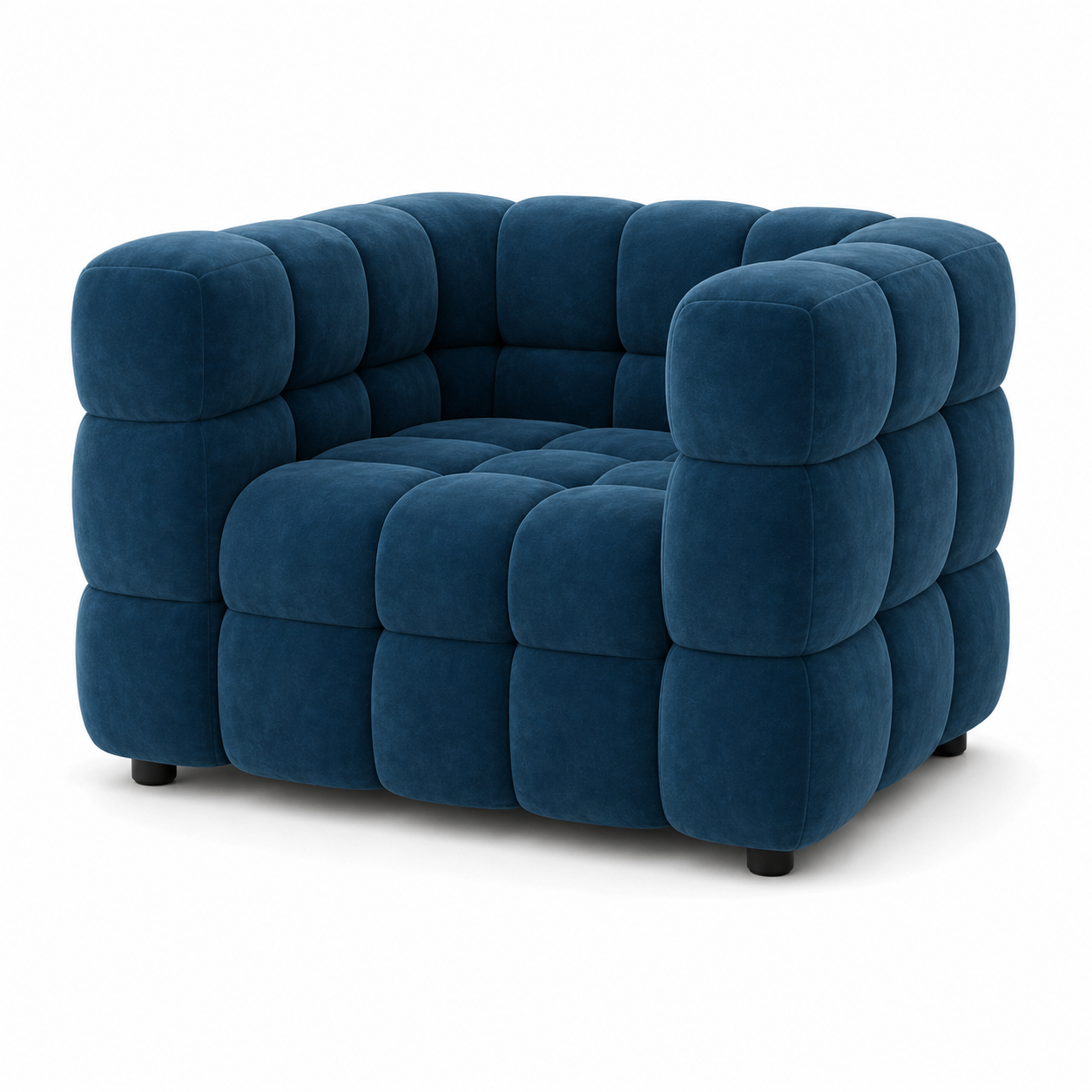 Rust 3+2+1 Sofa Set, 1 seater, blue, studio view