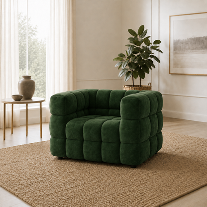 Rust 3+2+1 Sofa Set, 1 seater, green, room view