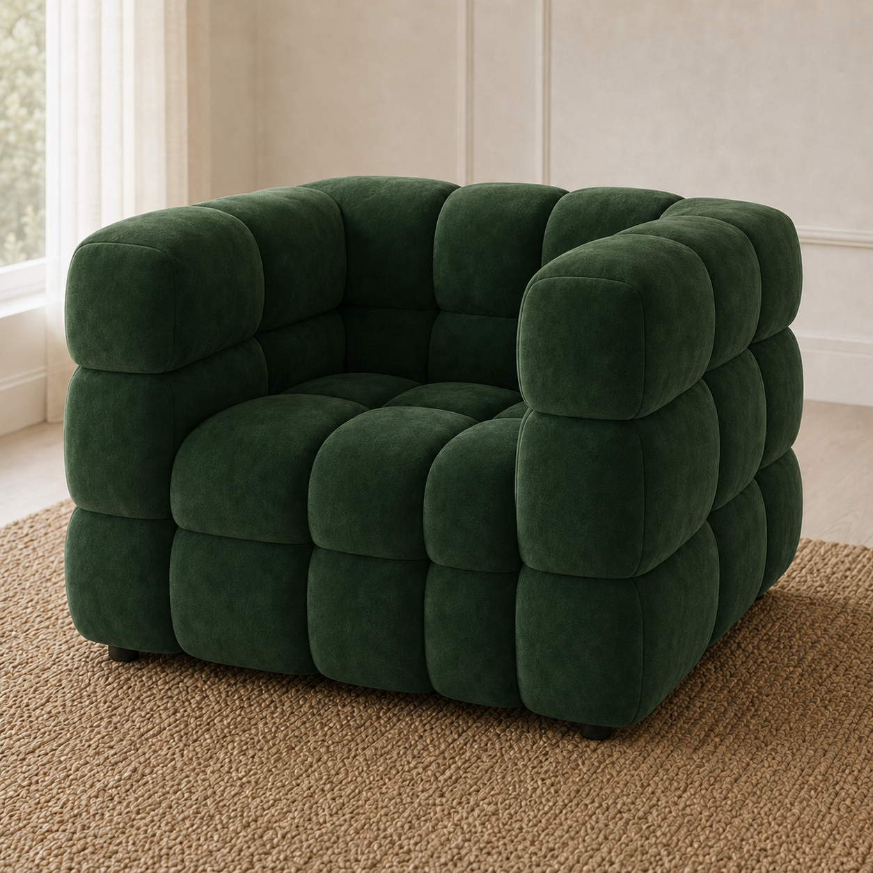 Rust 3+2+1 Sofa Set, 1 seater, green, detail view