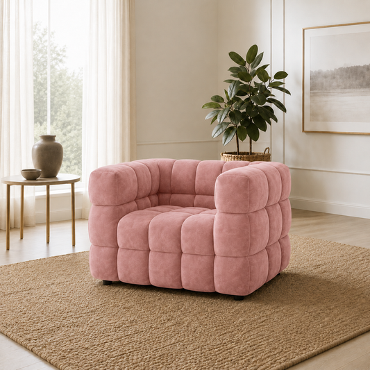 Rust 3+2+1 Sofa Set, 1 seater, pink, room view