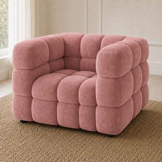 Rust 3+2+1 Sofa Set, 1 seater, pink, detail view