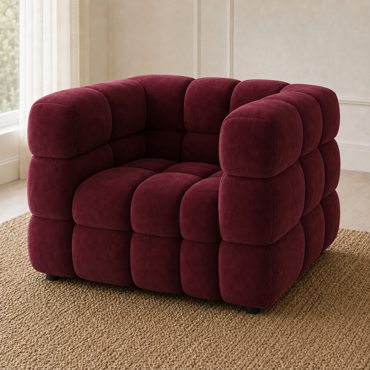 Rust 3+2+1 Sofa Set, 1 seater, red, detail view