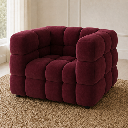 Rust 3+2+1 Sofa Set, 1 seater, red, detail view