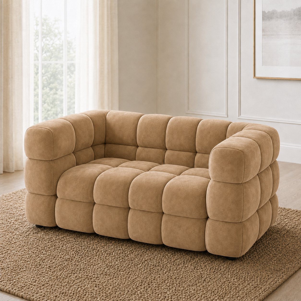 Rust 3+2+1 Sofa Set, 2 seater, beige, detail view
