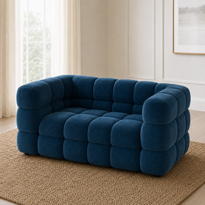 Rust 3+2+1 Sofa Set, 2 seater, blue, detail view