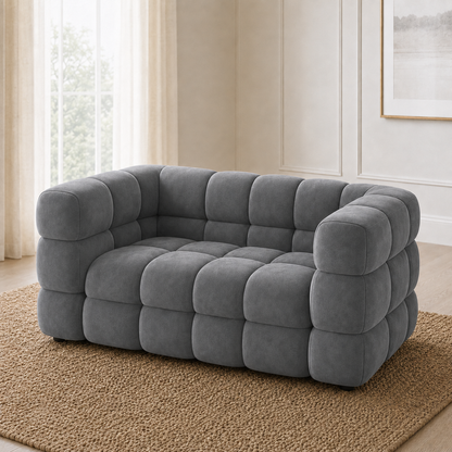 Rust 3+2+1 Sofa Set, 2 seater, grey, detail view