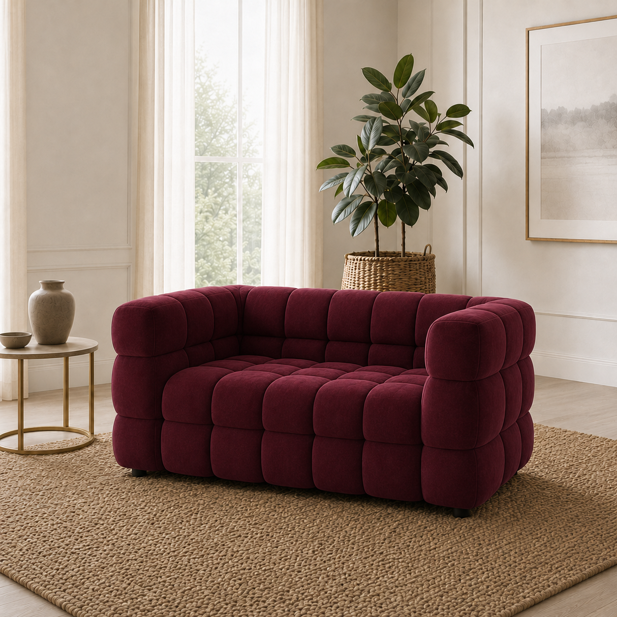 Rust 3+2+1 Sofa Set, 2 seater, red, room view
