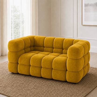 Rust 3+2+1 Sofa Set, 2 seater, yellow, detail view