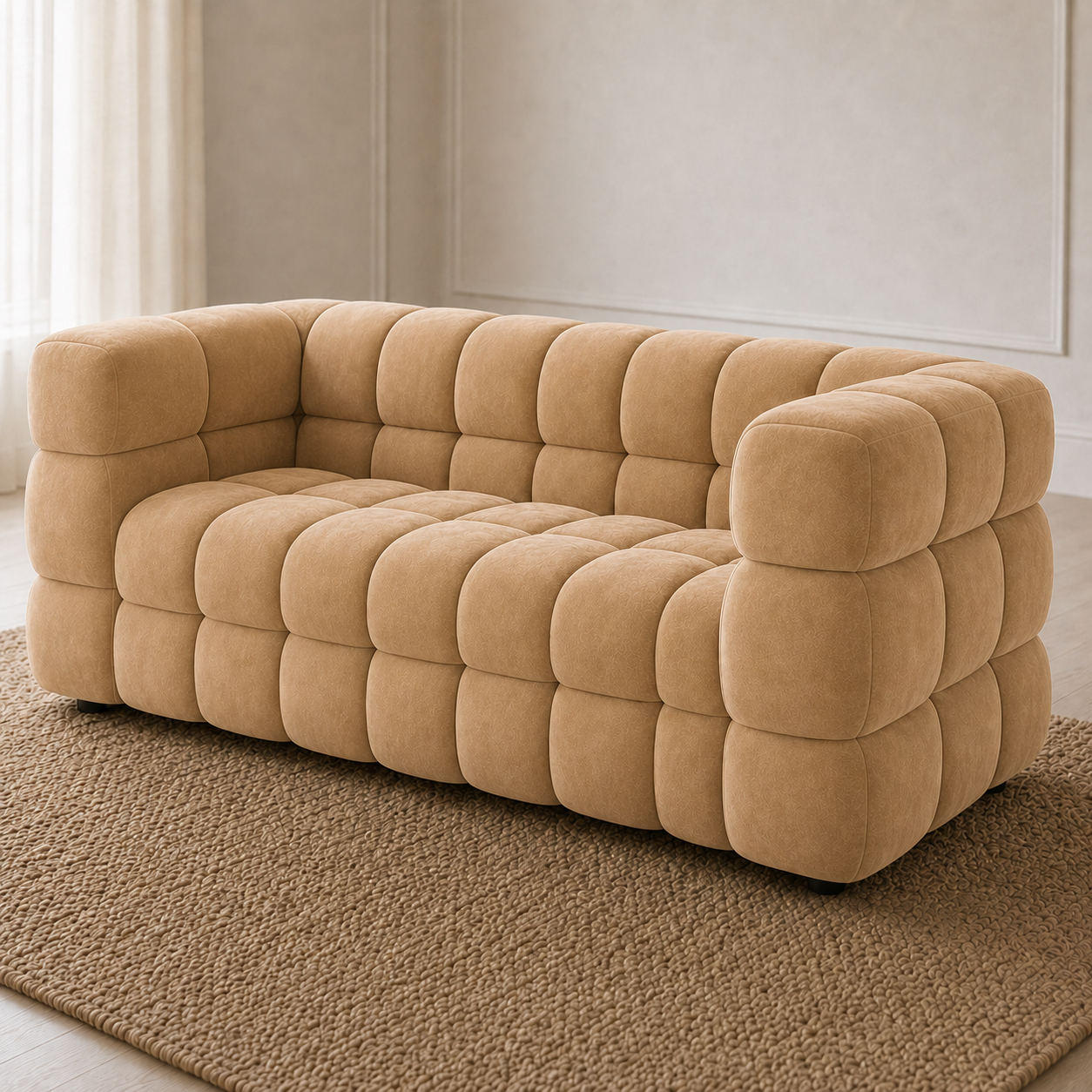 Rust 3+2+1 Sofa Set, 3 seater, beige, detail view