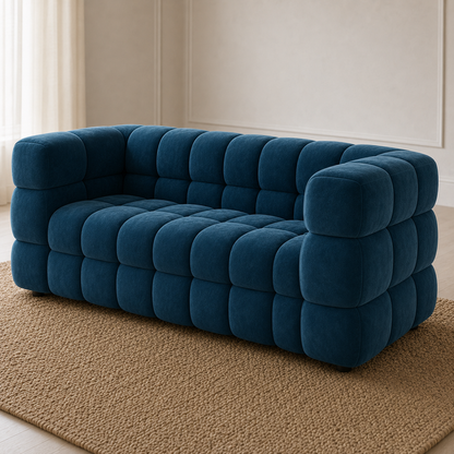 Rust 3+2+1 Sofa Set, 3 seater, blue, detail view