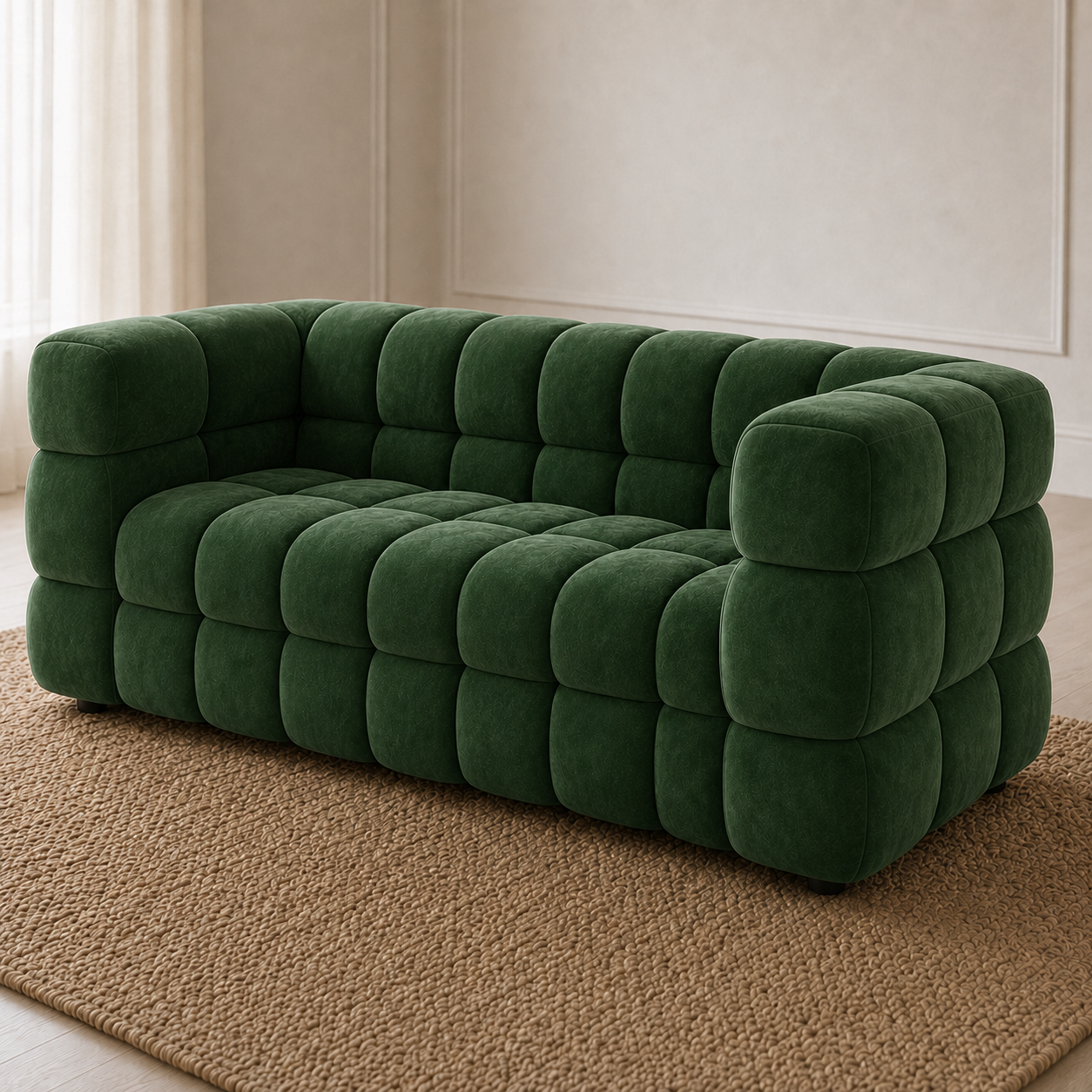 Rust 3+2+1 Sofa Set, 3 seater, green, detail view