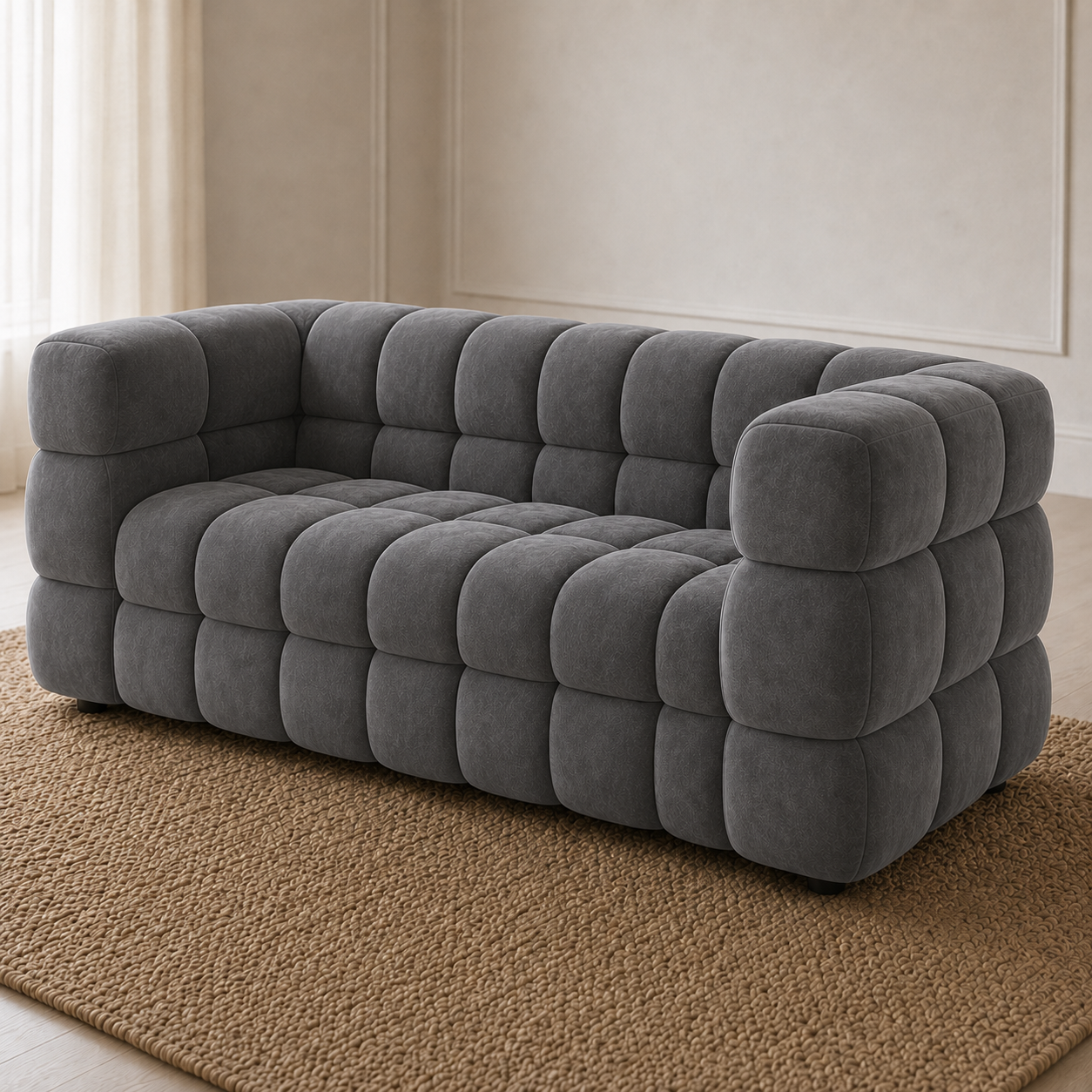 Rust 3+2+1 Sofa Set, 3 seater, grey, detail view