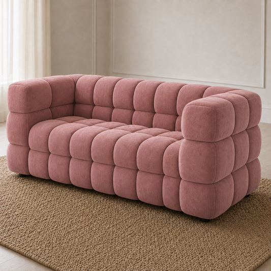 Rust 3+2+1 Sofa Set, 3 seater, pink, detail view