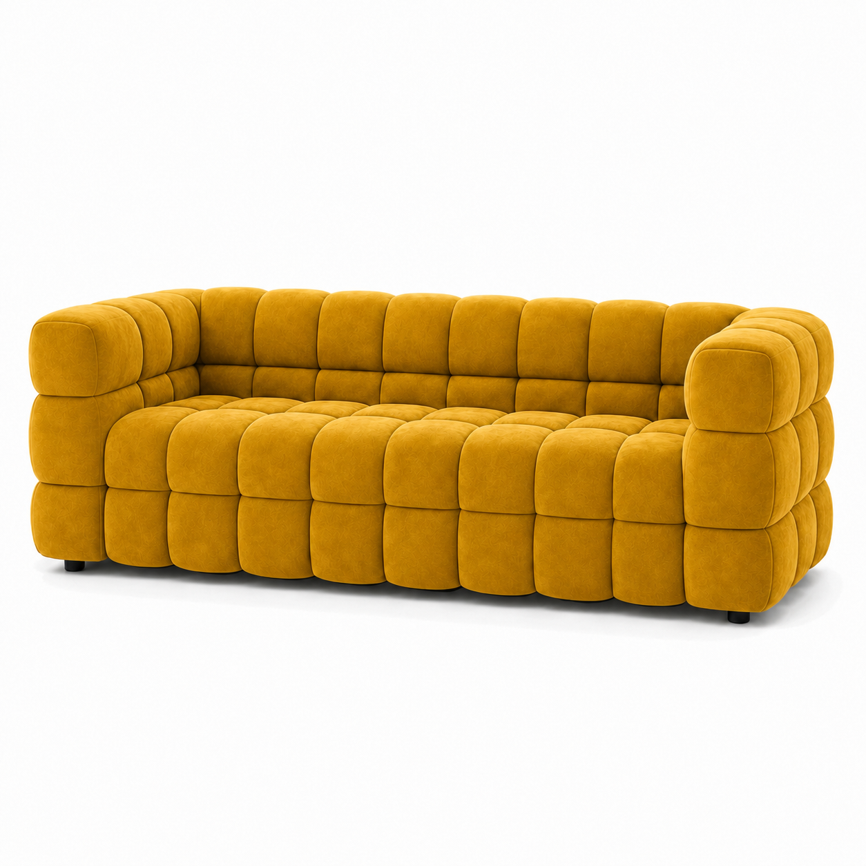 Rust 3+2+1 Sofa Set, 3 seater, yellow, studio view