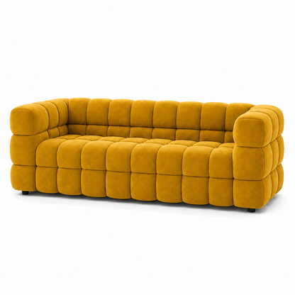 Rust 3+2+1 Sofa Set, 3 seater, yellow, studio view