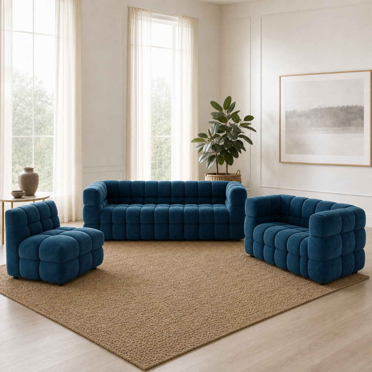 Rust - 3+2+1 Sofa Set, complete 3+2+1 sofa set in an editorial living room