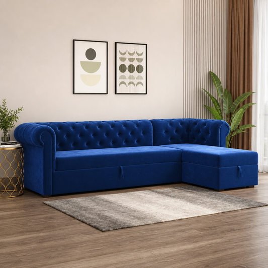 Rylan - Sofa bed, front view verifying the source-proven closed footprint