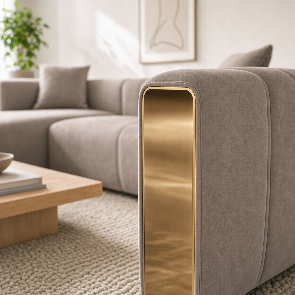 Close-up of the Sage - L shape sectional sofa's upholstery and details