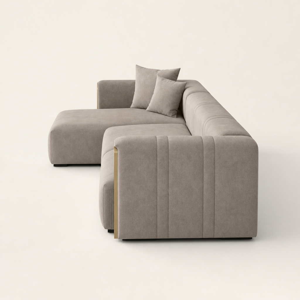 Sage - L shape sectional sofa, chaise-end profile studio view