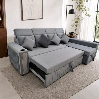 Sento - Sofa bed, source-proven open sofa-bed hero in a contemporary living room