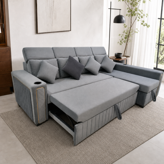 Sento - Sofa bed, source-proven open sofa-bed hero in a contemporary living room