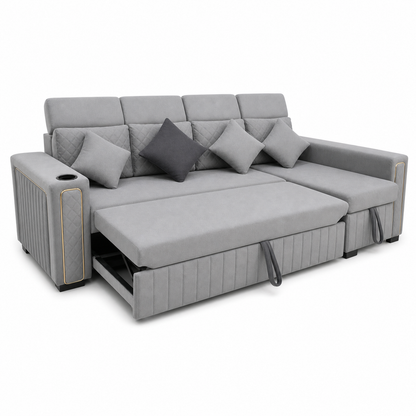 Sento - Sofa bed, open sofa-bed front studio view on pure white