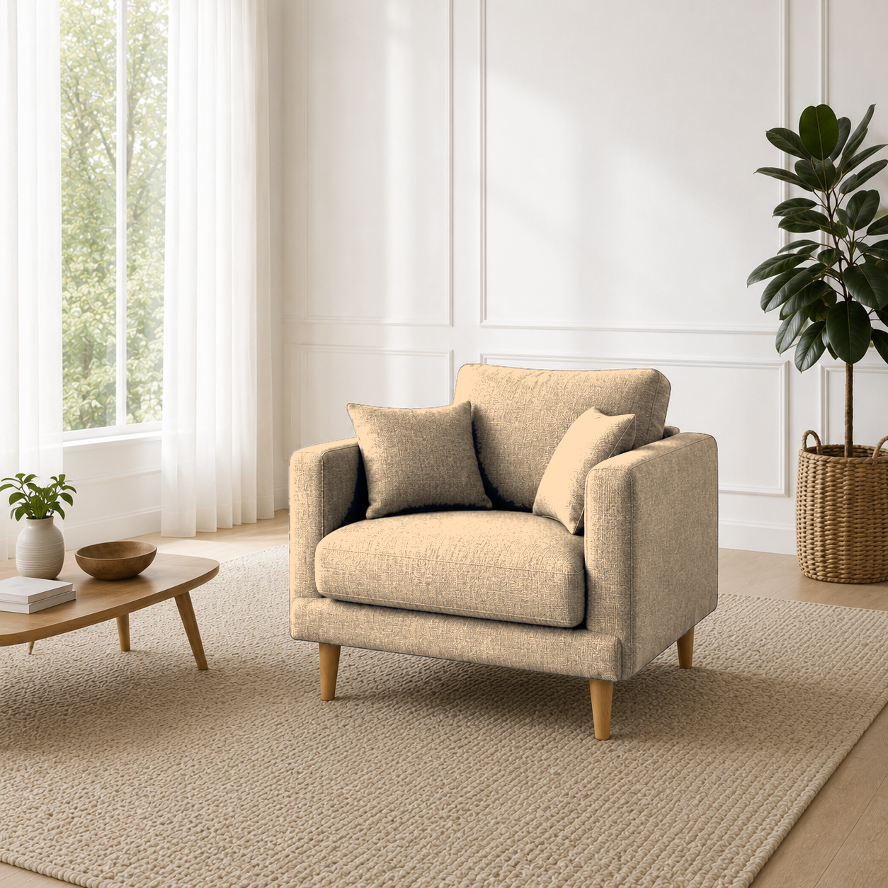 Seren 3+2+1 Sofa Set, 1 seater, beige, room view