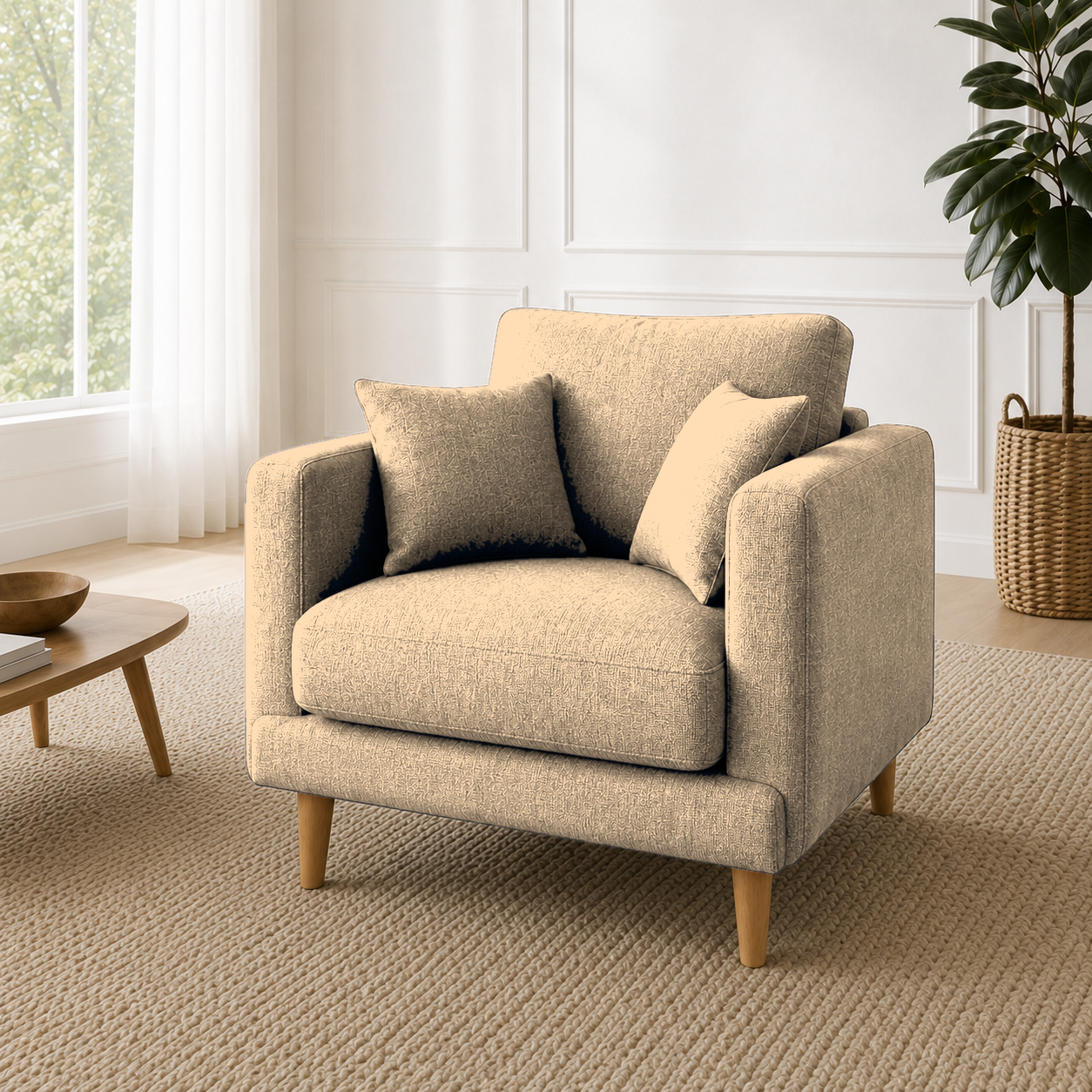 Seren 3+2+1 Sofa Set, 1 seater, beige, detail view