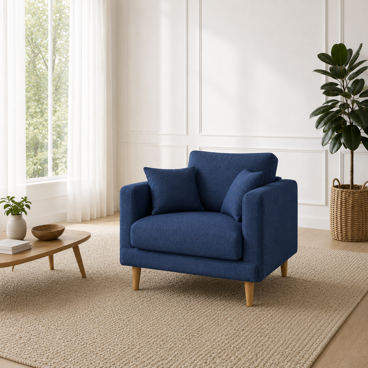 Seren 3+2+1 Sofa Set, 1 seater, blue, room view