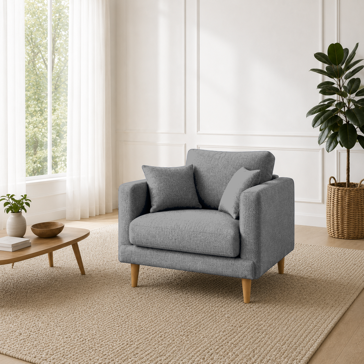 Seren 3+2+1 Sofa Set, 1 seater, grey, room view