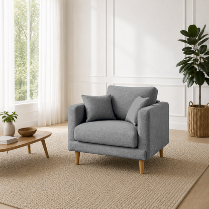 Seren 3+2+1 Sofa Set, 1 seater, grey, room view