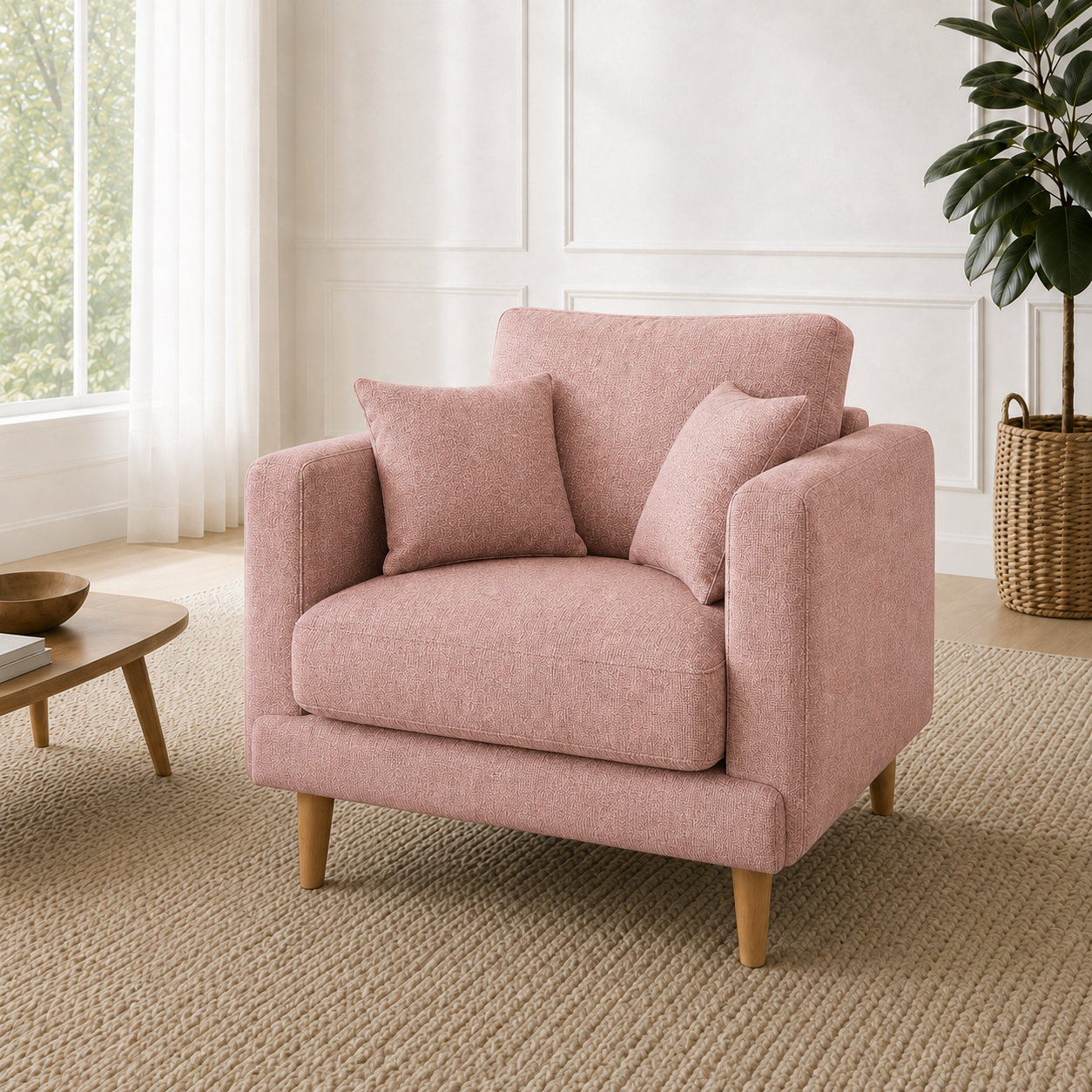Seren 3+2+1 Sofa Set, 1 seater, pink, detail view