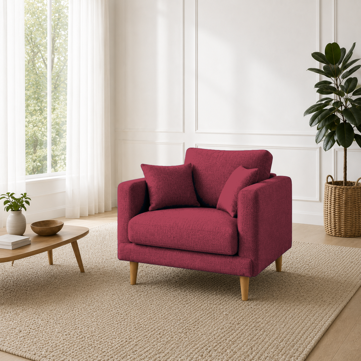 Seren 3+2+1 Sofa Set, 1 seater, red, room view