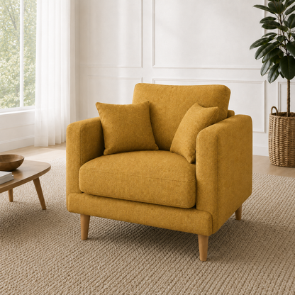 Seren 3+2+1 Sofa Set, 1 seater, yellow, detail view