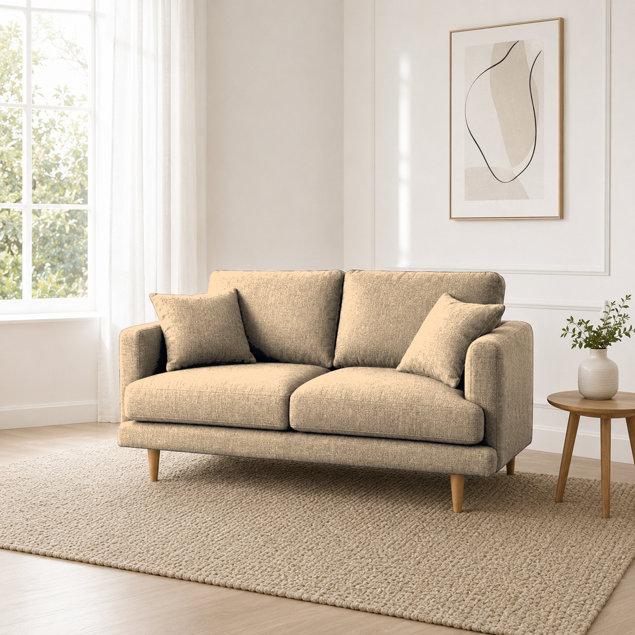 Seren 3+2+1 Sofa Set, 2 seater, beige, room view