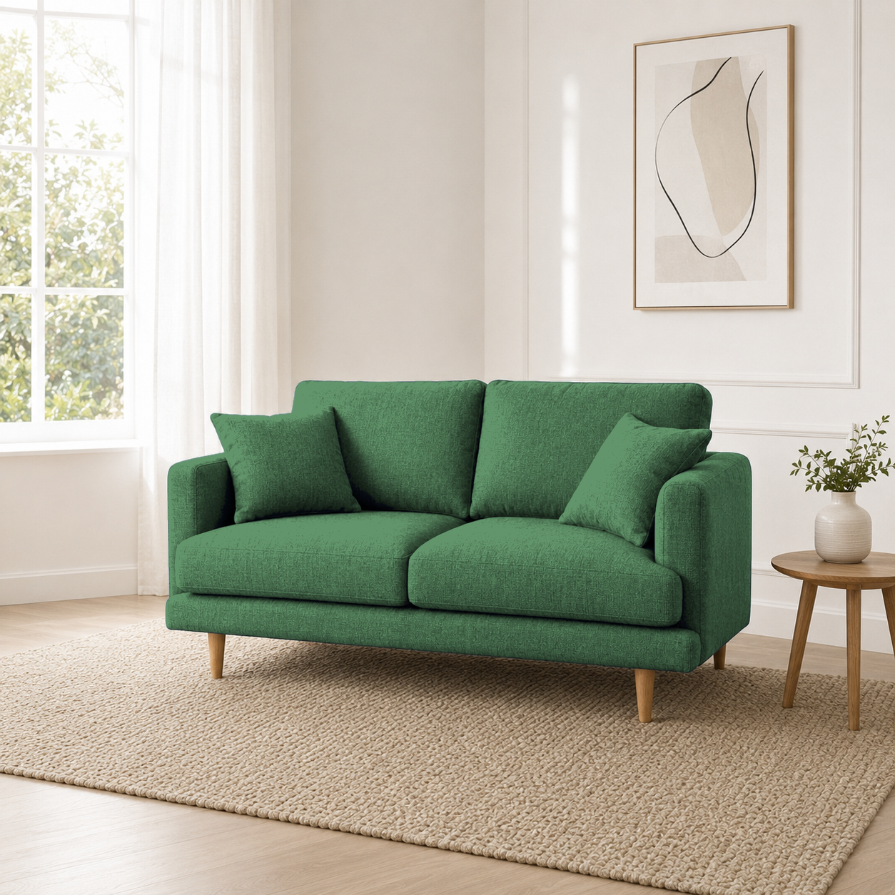 Seren 3+2+1 Sofa Set, 2 seater, green, room view
