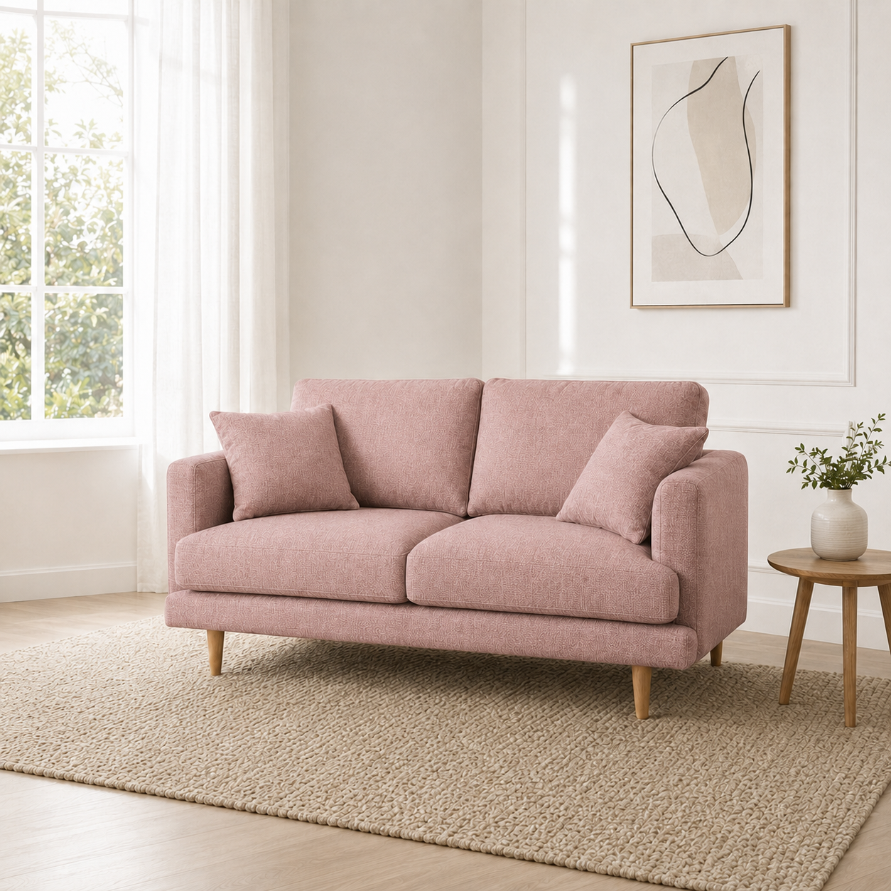 Seren 3+2+1 Sofa Set, 2 seater, pink, room view